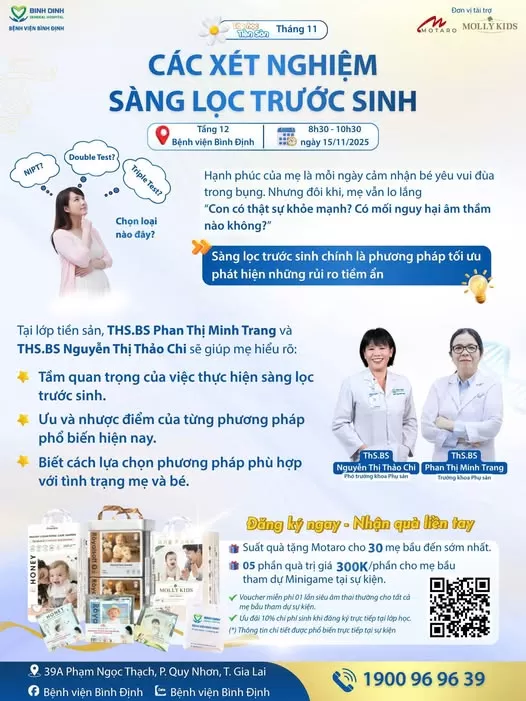Lớp học tiền sản tháng 11 – Chủ đề: CÁC XÉT NGHIỆM SÀNG LỌC TRƯỚC SINH